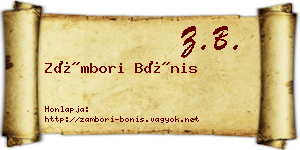 Zámbori Bónis névjegykártya